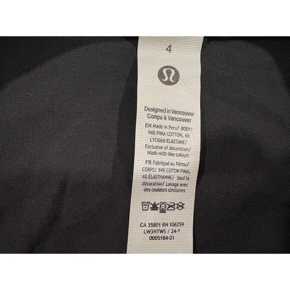 Lululemon Back In Action Long Sleeve V-Neck Pima Cotton Black Womens Sz 4 NWT - Picture 7 of 11